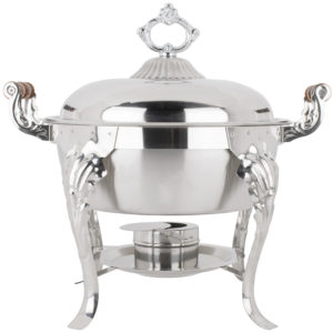 01 Wood Handle Stainless Chafer (5 qt Round)